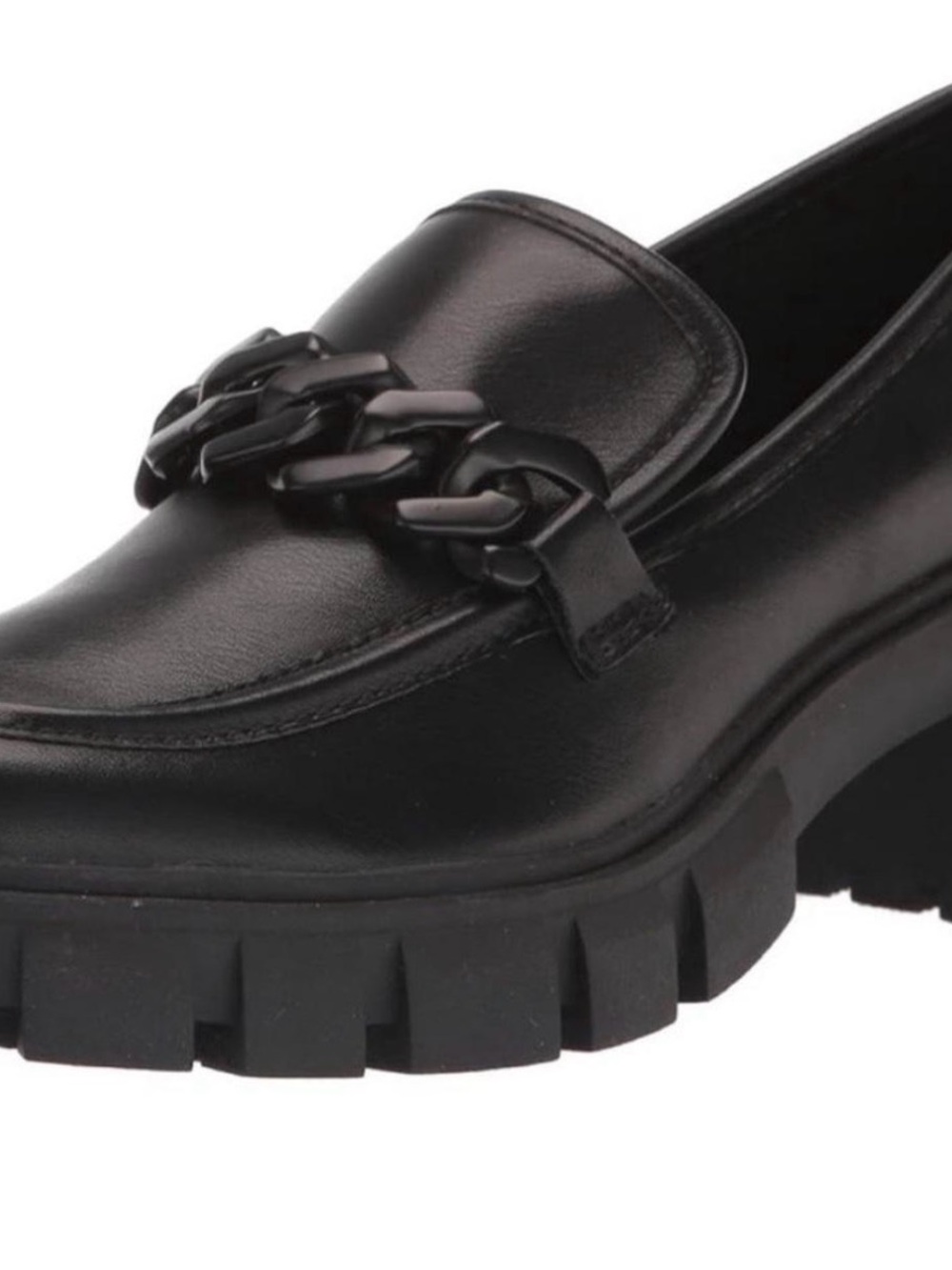 Madden Girl black Chain-Trim Loafers